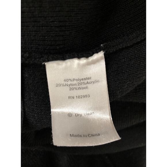 Esteban Cortazar Dress Sheer Lattice Sleeve Knit Turtleneck Sheath Mini Black XL - Picture 11 of 12